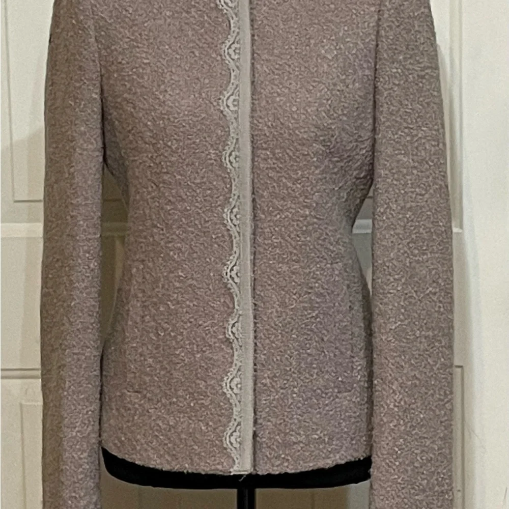 Banana Republic Lace Trim Mauve Wool Blend Blazer Jacket Women's Sz 2 - Picture 2 of 13